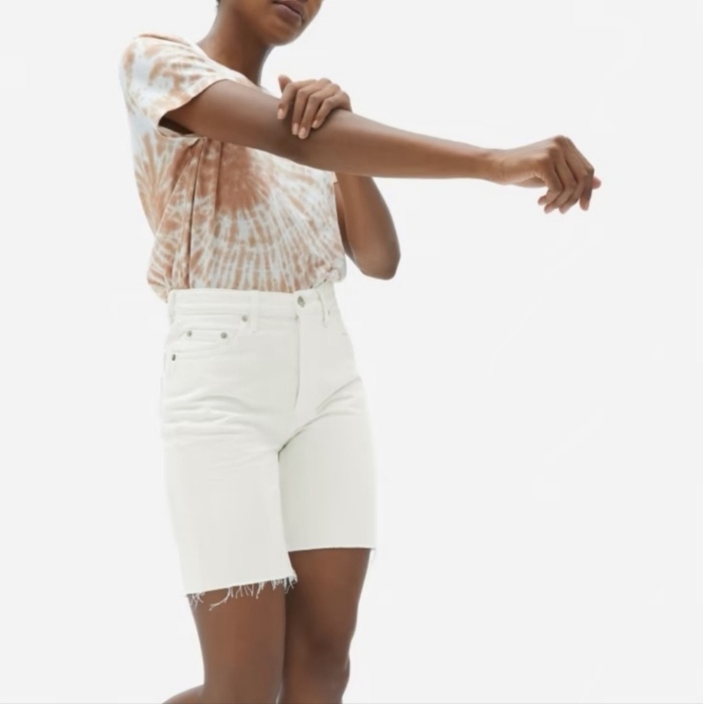 Everlane White Denim High-Rise Bermuda Shorts